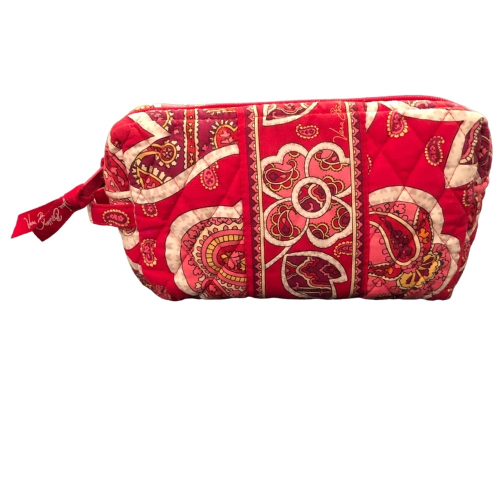 Vera Bradley Red Floral Patterned Lined Zippered Makeup Bag - Picture 4 of 10
